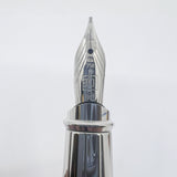 S. T. Dupont Orpheo Fountain Pen - Palladium Plated Cap - Textured Leather Barrel -  Medium 18kt Gold Nib