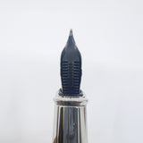 S. T. Dupont Orpheo Fountain Pen - Palladium Plated Cap - Textured Leather Barrel -  Medium 18kt Gold Nib