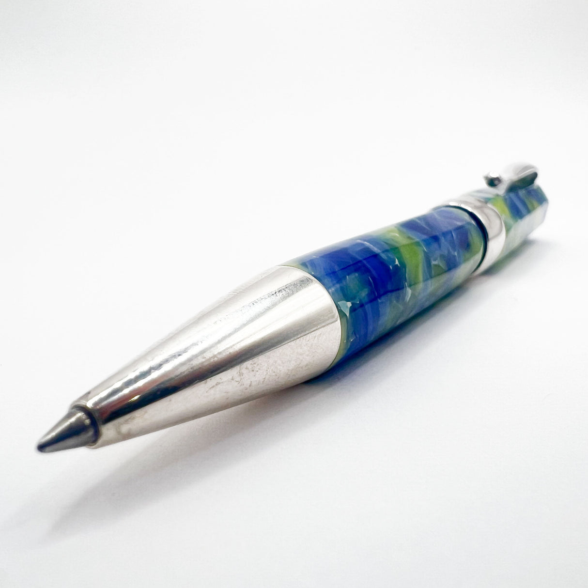 Montegrappa Harmony Solo Lustrous Blue/Amber Green Resin & Sterling Silver Octagonal Ballpoint Pen