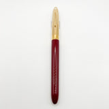 Sheaffer Crest Fountain Pen - Gold-Plated Cap - Burgundy Barrel - Fine 18kt Gold Nib (Circa 1990s)