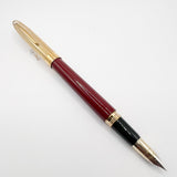 Sheaffer Crest Fountain Pen - Gold-Plated Cap - Burgundy Barrel - Fine 18kt Gold Nib (Circa 1990s)