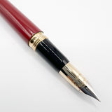 Sheaffer Crest Fountain Pen - Gold-Plated Cap - Burgundy Barrel - Fine 18kt Gold Nib (Circa 1990s)