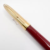 Sheaffer Crest Fountain Pen - Gold-Plated Cap - Burgundy Barrel - Fine 18kt Gold Nib (Circa 1990s)