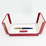 Cartier Pasha Capped Trinity Ballpoint - Blue Marbled Lacquer Barrel & Clip - Fluted Heavy 10 Microns Gold Plated Cap - An Icon of Cartier!