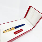 Cartier Pasha Capped Trinity Ballpoint - Blue Marbled Lacquer Barrel & Clip - Fluted Heavy 10 Microns Gold Plated Cap - An Icon of Cartier!
