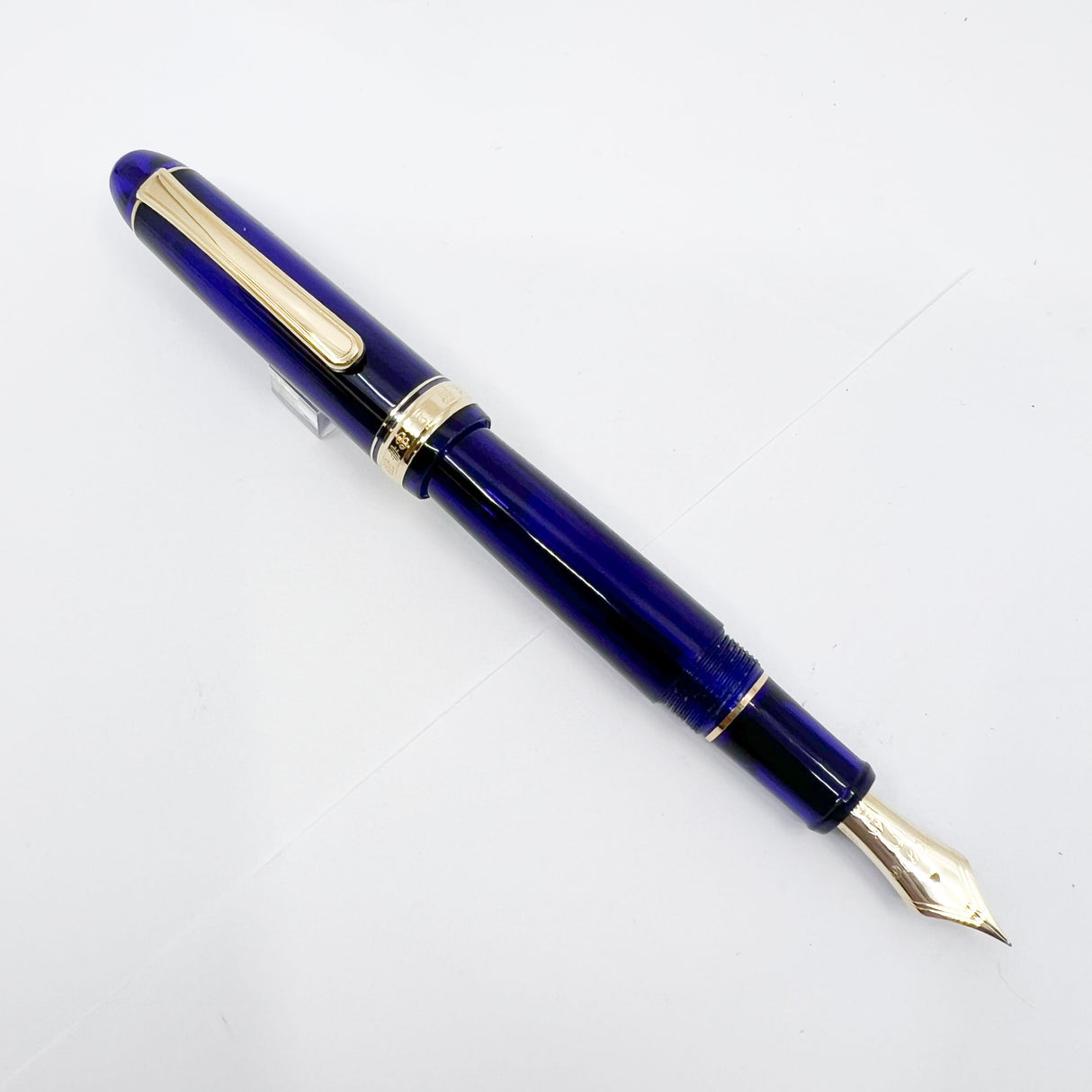 Platinum #3776 Translucent Blue Chartres Fountain Pen - Extra Fine 14kt  Gold Nib