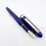 Platinum #3776 Translucent Blue Chartres Fountain Pen - Extra Fine 14kt  Gold Nib