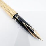 Sheaffer Full-Size Targa Elegant Gold-Plated Cross Hatch Fountain Pen - Medium 14kt Gold Nib