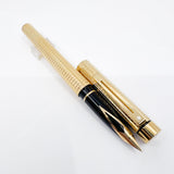 Sheaffer Full-Size Targa Elegant Gold-Plated Cross Hatch Fountain Pen - Medium 14kt Gold Nib