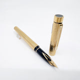 Sheaffer Full-Size Targa Elegant Gold-Plated Cross Hatch Fountain Pen - Medium 14kt Gold Nib