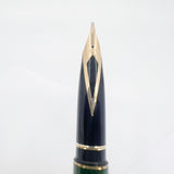 Sheaffer Full Size Targa Marbled Green Ronce Lacque Fountain Pen - Broad 14kt Gold Nib