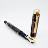 Pelikan M1000 Renaissance Brown Marble Fountain Pen - Fine 18kt Gold Nib