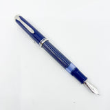Pelikan M815 Metal Striped Blue Fountain Pen - Fine 18kt Gold Nib