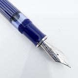 Pelikan M815 Metal Striped Blue Fountain Pen - Fine 18kt Gold Nib