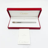 Cartier  Brushed Steel Must de Cartier Fountain Pen/Trinity Bands - Medium 18kt Gold Nib