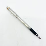 Cartier  Brushed Steel Must de Cartier Fountain Pen/Trinity Bands - Medium 18kt Gold Nib