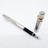 Cartier  Brushed Steel Must de Cartier Fountain Pen/Trinity Bands - Medium 18kt Gold Nib