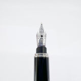 Cartier  Brushed Steel Must de Cartier Fountain Pen/Trinity Bands - Medium 18kt Gold Nib
