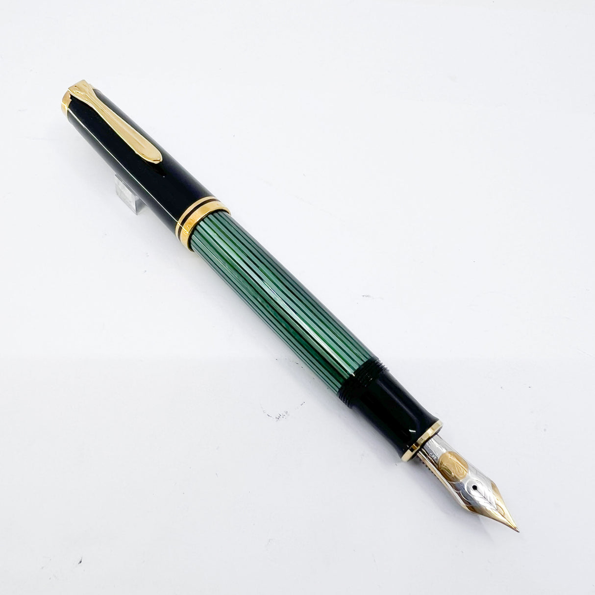 Pelikan  M800 Green Striped Fountain Pen - Early Model "W. Germany" on Cap Band - Extra Fine 18kt "PF" Nib