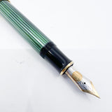 Pelikan  M800 Green Striped Fountain Pen - Early Model "W. Germany" on Cap Band - Extra Fine 18kt "PF" Nib