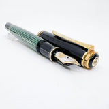 Pelikan  M800 Green Striped Fountain Pen - Early Model "W. Germany" on Cap Band - Extra Fine 18kt "PF" Nib