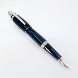 Underwood (London) Piccadilly Ebonite Blue/Black Ripple  Fountain Pen - Medium 18kt Gold Nib