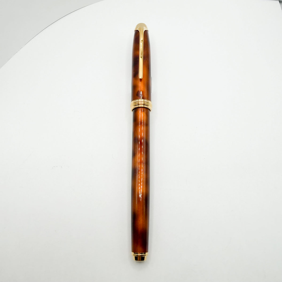 Cross Pinnacle Amber Marble Lacquer Fountain Pen -  Medium 18kt Gold Nib  -Scarce!