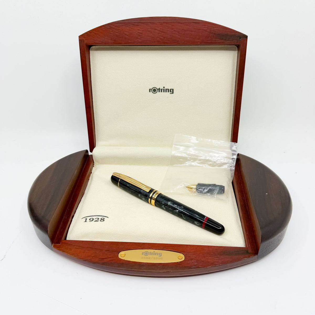 Rotring (German for "Red Ring")  Tintenkuli "1928" Celluloid Limited Edition Fountain Pen Celebrating 70 Years of Rotring Pen Production - Medium 18kt Gold Nib + an Interchangeable Stylographic Tubular Point