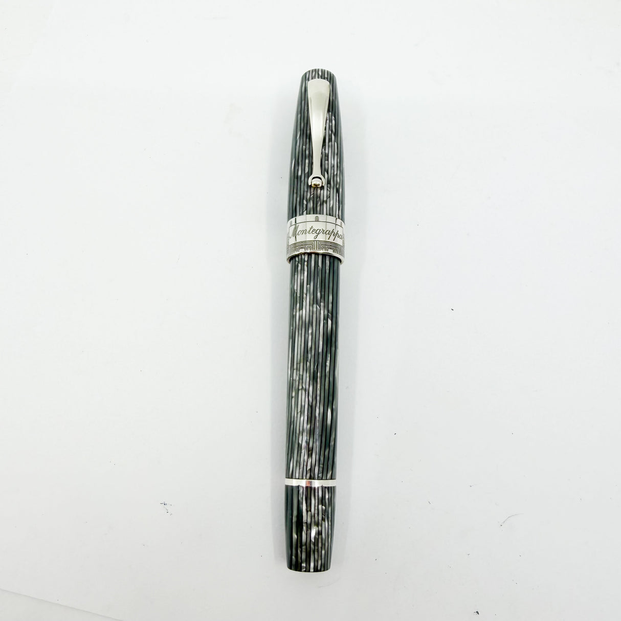 Montegrappa "Extra" Art Deco Shiny Lines Celluloid  Limited Edition Fountain Pen #35/50 - Broad 18kt Gold Nib