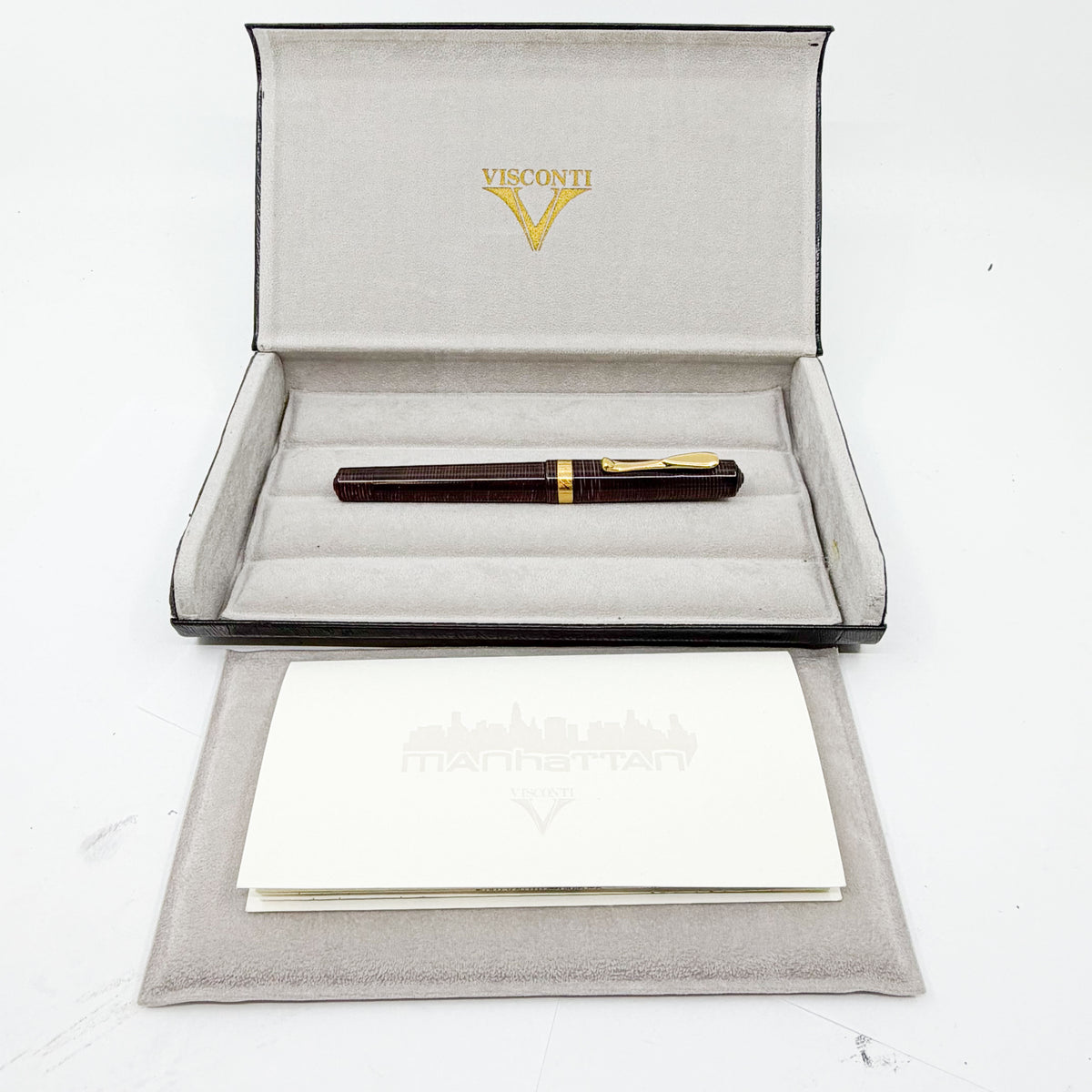 Visconti Manhattan Ruby Red Layered Celluloid Fountain Pen - Medium 18kt Gold Nib