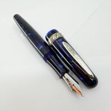 Stipula for Swisher Pens  Etruria "Night Blu" -  Large Size Blue Marbled Etruria Limited Edition Fountain Pen - Medium 14kt Gold Nib