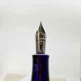 Stipula for Swisher Pens  Etruria "Night Blu" -  Large Size Blue Marbled Etruria Limited Edition Fountain Pen - Medium 14kt Gold Nib