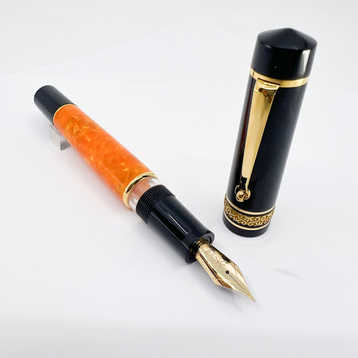 Maiora Mytho K Origine (Orange & Black) Fountain Pen   -  Medium 14kt Gold Nib