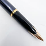 Waterman Carene  Deluxe 2-Tone Gold-Plated Cap/Prussian Blue Lacquer Barrel Fountain Pen - Fine 18kt Gold Nib