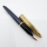 Waterman Carene  Deluxe 2-Tone Gold-Plated Cap/Prussian Blue Lacquer Barrel Fountain Pen - Fine 18kt Gold Nib
