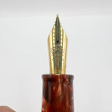 Tibaldi Modello 60 Burgundy Marble Celluloid Fountain Pen - Semi-Flex Medium 18kt Gold Tibaldi "Extra" Nib