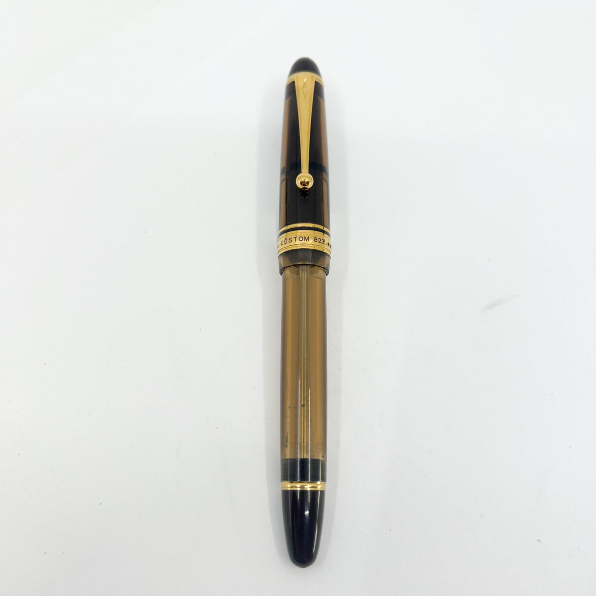 Pilot Custom 823 Clear Amber Piston Fill Fountain Pen - Broad 14Kt Gold Nib