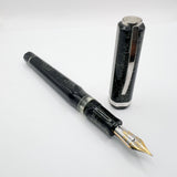 Visconti Oversized Wall Street Limited Edition Glittering Silver Gray Striped Celluloid Fountain Pen - Fine 18kt Gold Nib