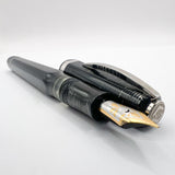 Visconti Oversized Wall Street Limited Edition Glittering Silver Gray Striped Celluloid Fountain Pen - Fine 18kt Gold Nib