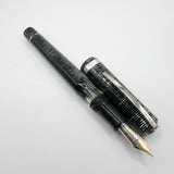 Visconti Oversized Wall Street Limited Edition Glittering Silver Gray Striped Celluloid Fountain Pen - Fine 18kt Gold Nib