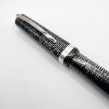 Visconti Oversized Wall Street Limited Edition Glittering Silver Gray Striped Celluloid Fountain Pen - Fine 18kt Gold Nib