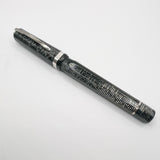Visconti Oversized Wall Street Limited Edition Glittering Silver Gray Striped Celluloid Fountain Pen - Fine 18kt Gold Nib