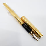 Elysee Parthenon Fountain Pen with 18K Gold-Plated Vertically Etched Body - Medium 2-Tone 18kt Gold Nib