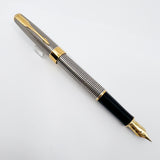 Parker Sonnet Sterling Silver Cisele Cross Hatch Fountain Pen -  Fine 18kt Gold Nib