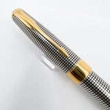 Parker Sonnet Sterling Silver Cisele Cross Hatch Fountain Pen -  Fine 18kt Gold Nib