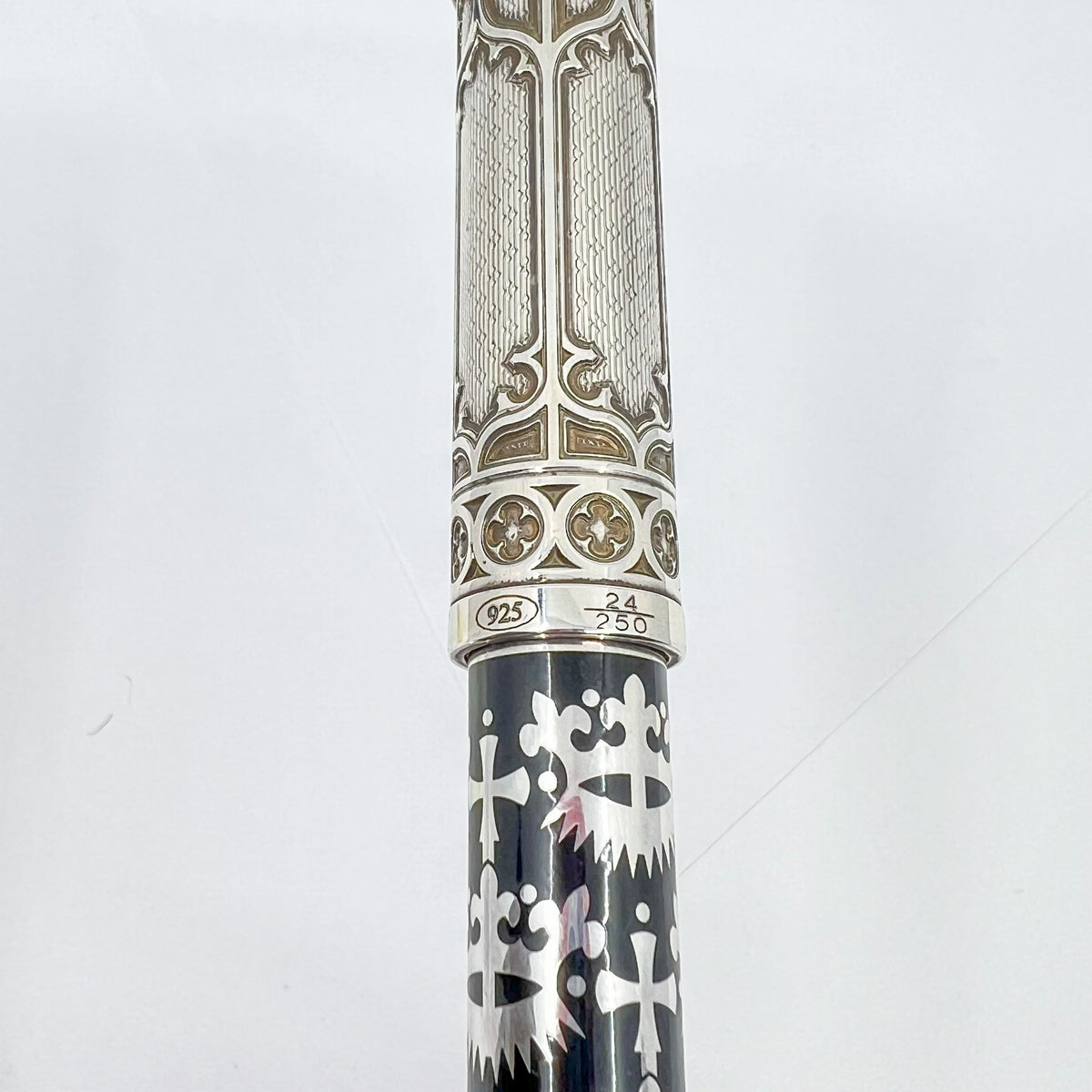 Michel Perchin Gothic Sterling Silver & Black Enamel Large Weighty LE Rollerball