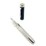 Pelikan M7005 Majesty Fountain Pen - Black Cap/Sterling Silver  Barrel -  Fine 18kt Gold Nib