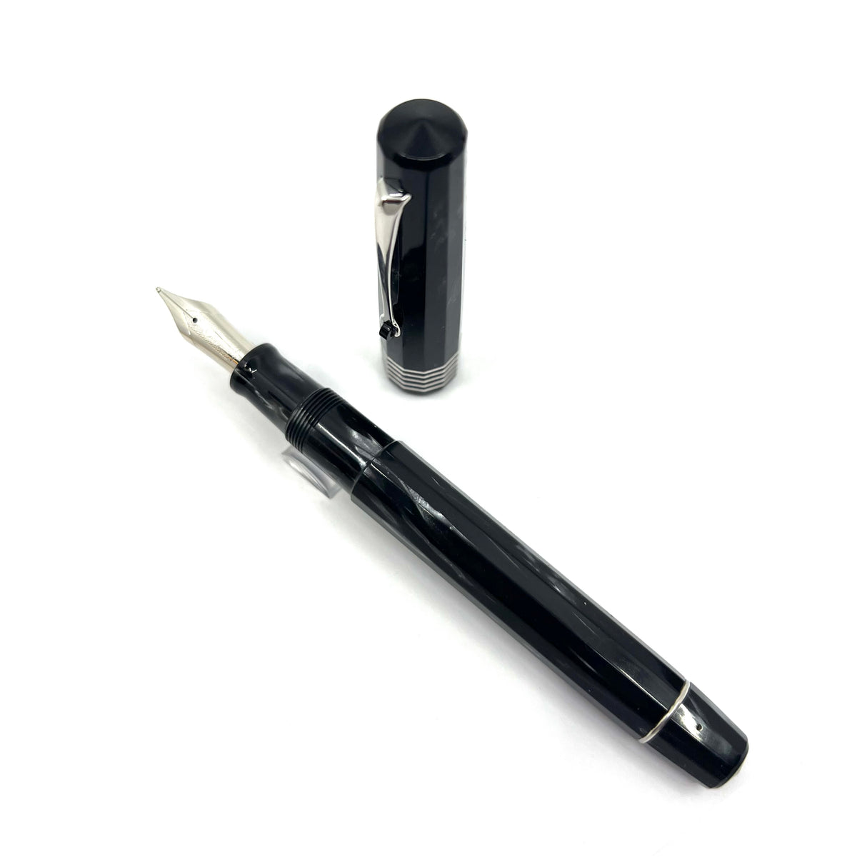 OMAS Senior Paragon Gray Perla Celluloid Fountain Pen - Broad 18kt Gold Nib
