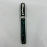 Visconti Grande Green Marbled/Bronze Streaked "Michelangelo" Celluloid  Fountain Pen Circa 2000 - Fine 18kt Gold Nib
