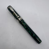 Visconti Grande Green Marbled/Bronze Streaked "Michelangelo" Celluloid  Fountain Pen Circa 2000 - Fine 18kt Gold Nib